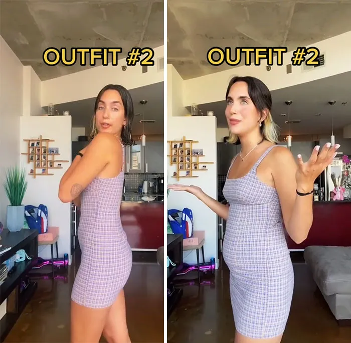 Woman Goes Viral For Her Demonstration Of How Eating Affects The Way You Look In Different Outfits