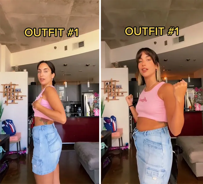 Woman Goes Viral For Her Demonstration Of How Eating Affects The Way You Look In Different Outfits