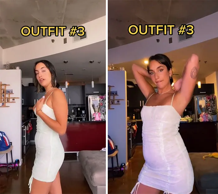 Woman Goes Viral For Her Demonstration Of How Eating Affects The Way You Look In Different Outfits