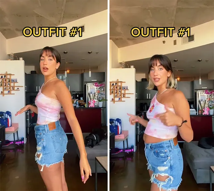 Woman Goes Viral For Her Demonstration Of How Eating Affects The Way You Look In Different Outfits