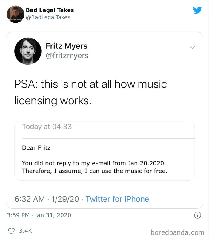 40 Times Overconfident People Gave "Law Advice" And Got Shamed By The "Bad Legal Takes" Twitter Account