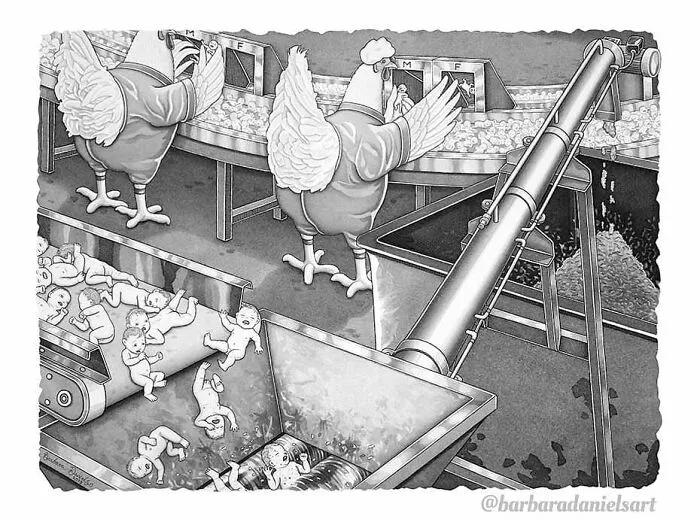 Esta artista hace ilustraciones en las que el rol de los humanos y los animales está invertido, para hacerte pensar (50 imágenes)