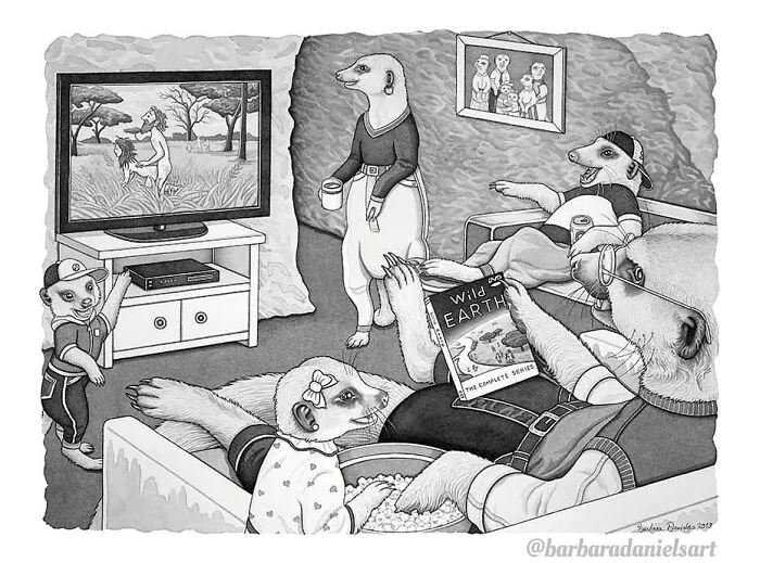 Esta artista hace ilustraciones en las que el rol de los humanos y los animales está invertido, para hacerte pensar (50 imágenes)