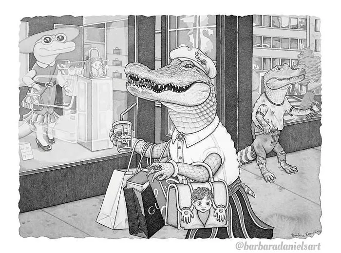 Esta artista hace ilustraciones en las que el rol de los humanos y los animales está invertido, para hacerte pensar (50 imágenes)