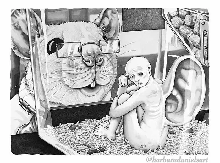 Esta artista hace ilustraciones en las que el rol de los humanos y los animales está invertido, para hacerte pensar (50 imágenes)