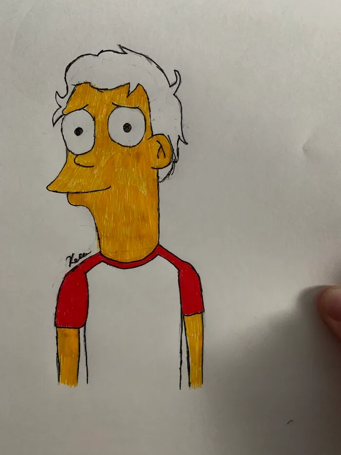 My Drawing Dare That My Friend Asked. ( She Asked Me To Draw Tommyinnit As A Simpson Character)