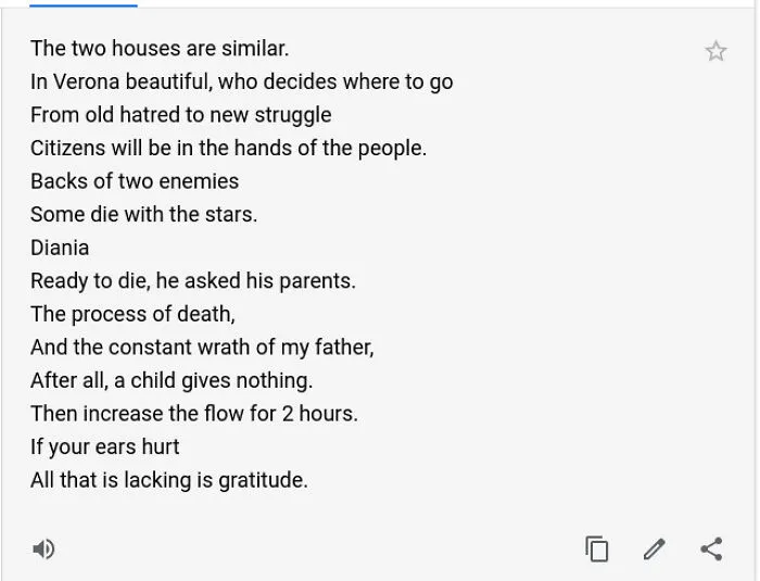 Prologue Of Romeo And Juliet, According To Google Translate.