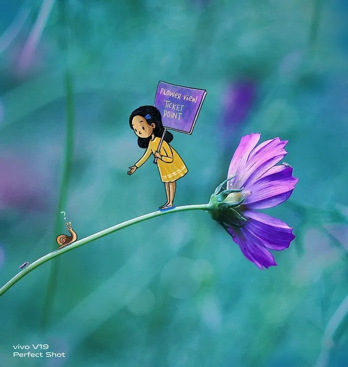 Indian Artist Creates A Little Girl Character To Give More Life To His Macro Photos And Instagram Loves It (17 Pics)
