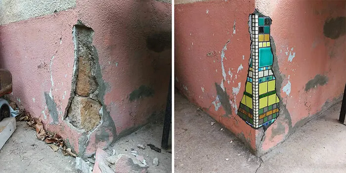 Artist Mends Cracked Sidewalks, Potholes And Buildings Using Vibrant Mosaics, And Here Are His Best 30 Works