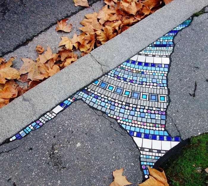 Artist Mends Cracked Sidewalks, Potholes And Buildings Using Vibrant Mosaics, And Here Are His Best 30 Works