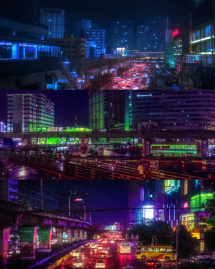 Three Panoramic Views At The Stretch Of Highway That Runs Across Quezon City Cbd, Informally Known As "North Edsa"