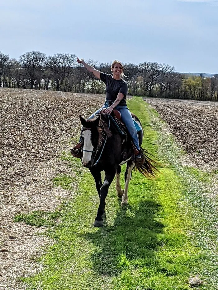 My Mom And Her Horse Jack, They Look So Happy In This Photo. This Was The First Ride Jack Had In A Year And A Half, Due To An Injury.