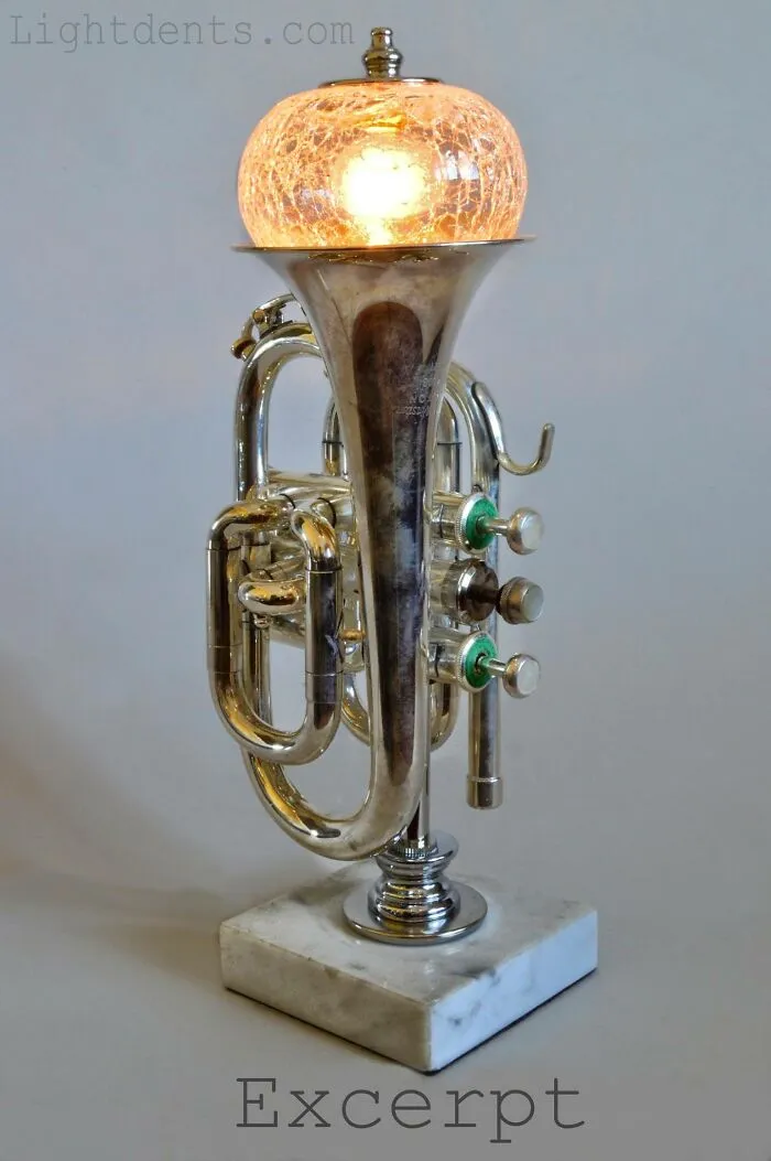 Artist Transforms Discarded Music Instruments And Other Vintage Items Into Lamps (66 Pics)