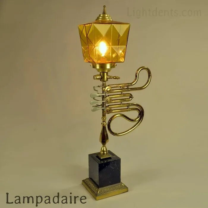 Artist Transforms Discarded Music Instruments And Other Vintage Items Into Lamps (66 Pics)