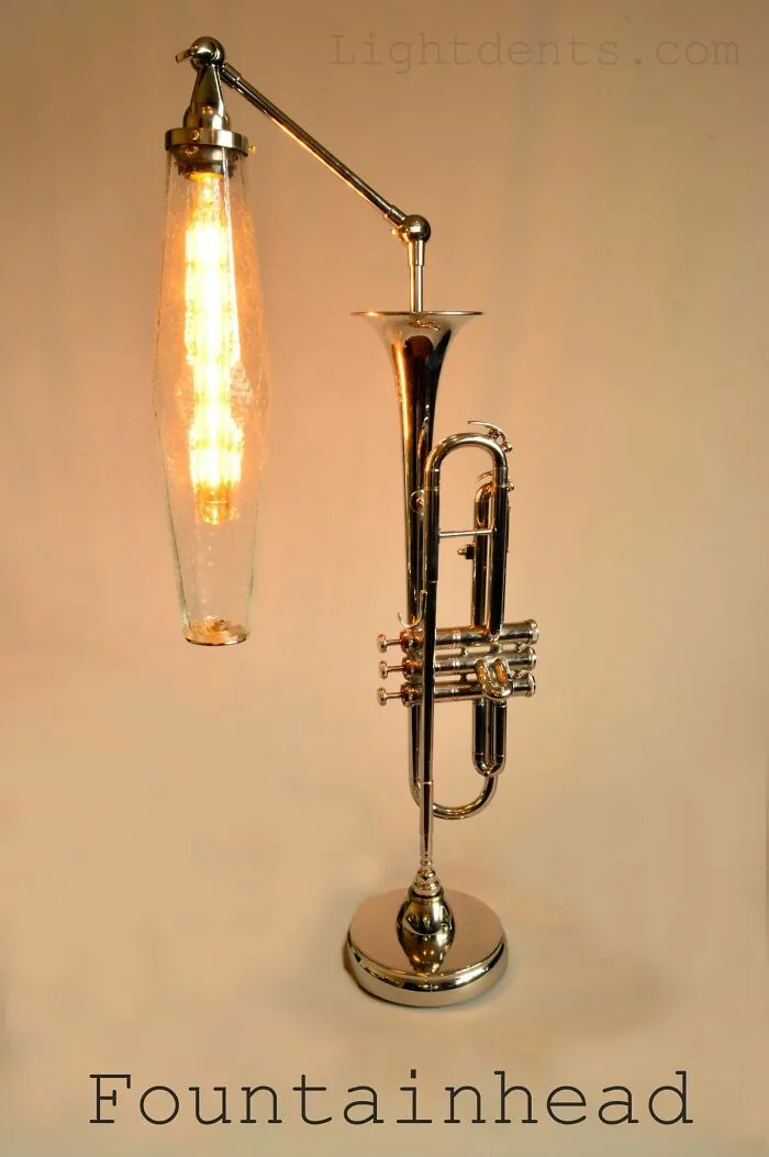 Artist Transforms Discarded Music Instruments And Other Vintage Items Into Lamps (66 Pics)