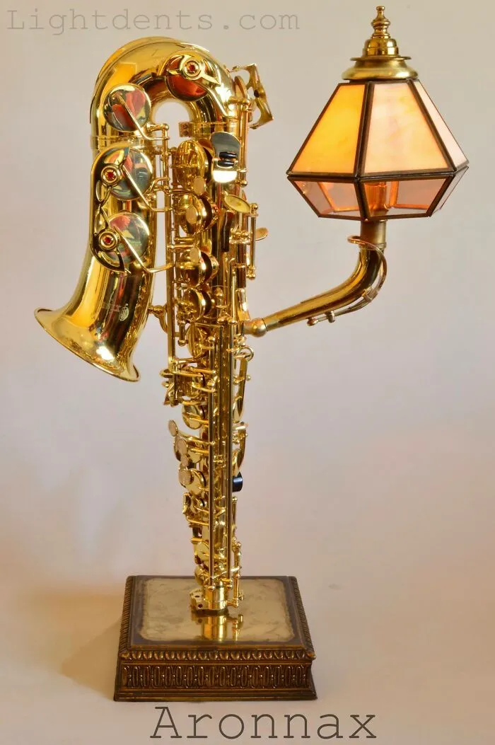 Artist Transforms Discarded Music Instruments And Other Vintage Items Into Lamps (66 Pics)
