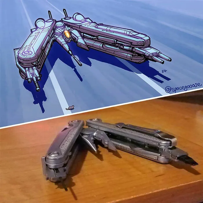 Este artista convierte objetos cotidianos en diseños de naves espaciales, y el resultado es de otro mundo (23 imágenes nuevas)