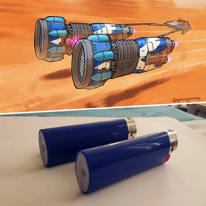 Este artista convierte objetos cotidianos en diseños de naves espaciales, y el resultado es de otro mundo (23 imágenes nuevas)