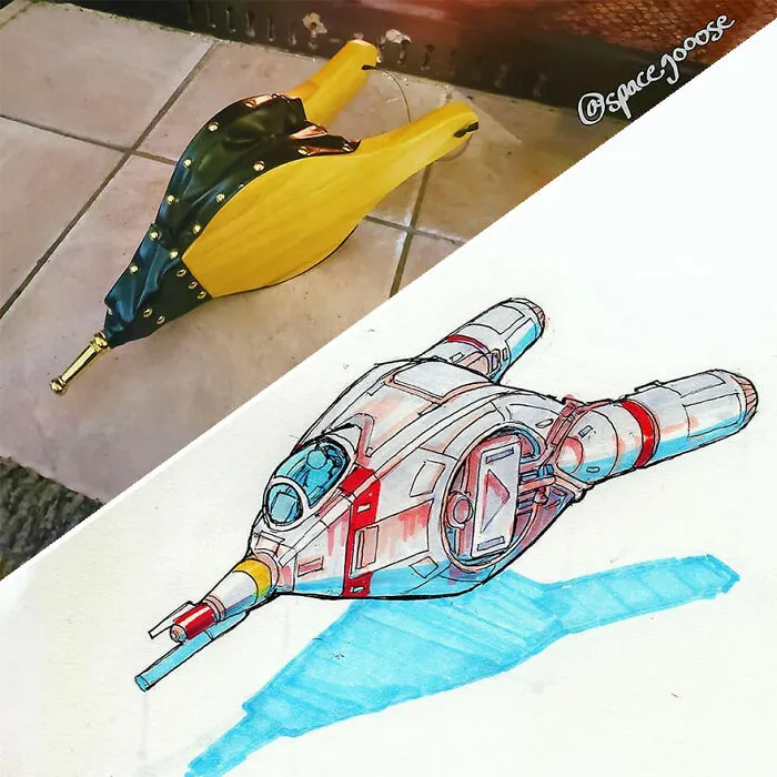 Este artista convierte objetos cotidianos en diseños de naves espaciales, y el resultado es de otro mundo (23 imágenes nuevas)