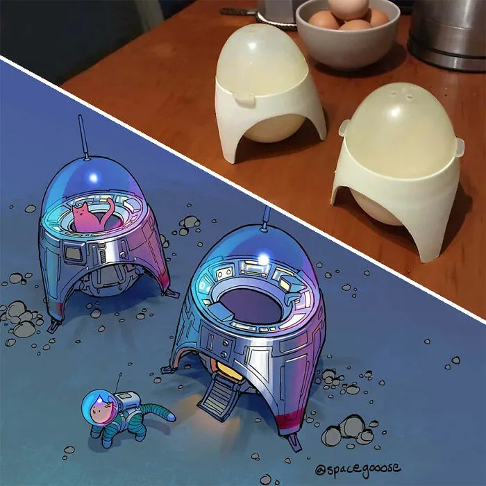 Este artista convierte objetos cotidianos en diseños de naves espaciales, y el resultado es de otro mundo (23 imágenes nuevas)