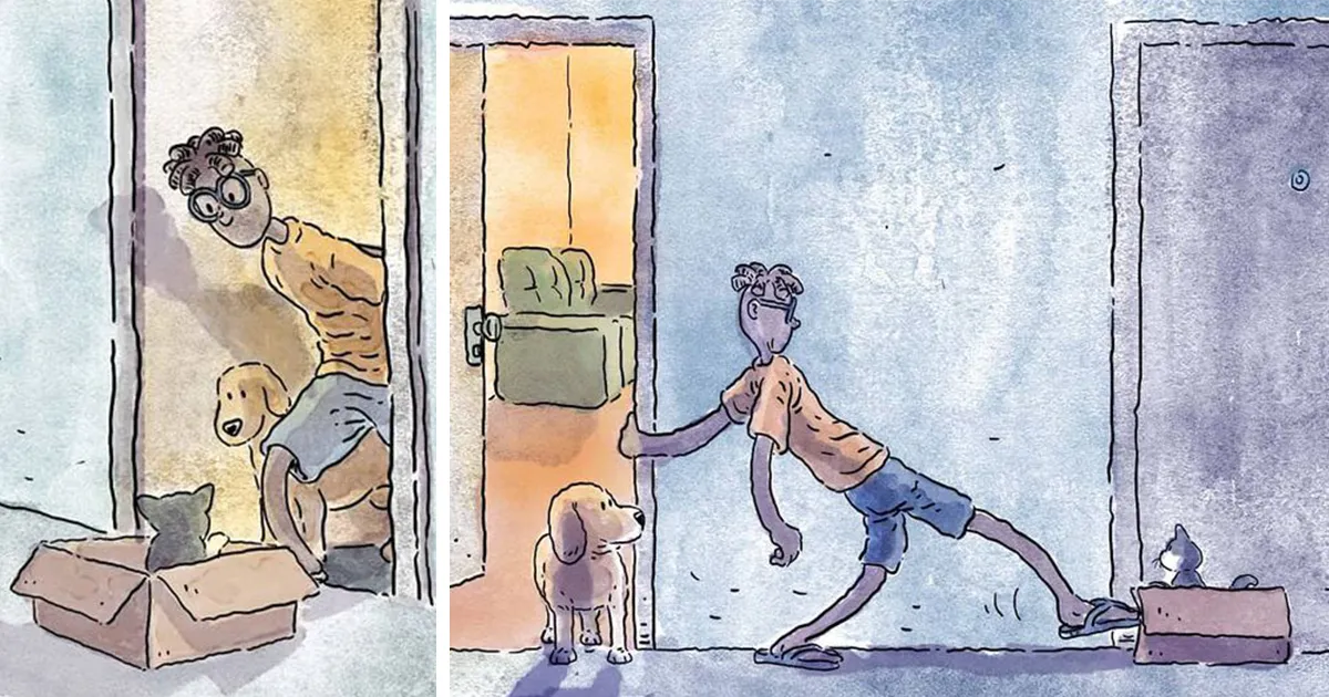 Este artista comparte la historia de cómo adoptó un gatito en un conmovedor cómic sin palabras