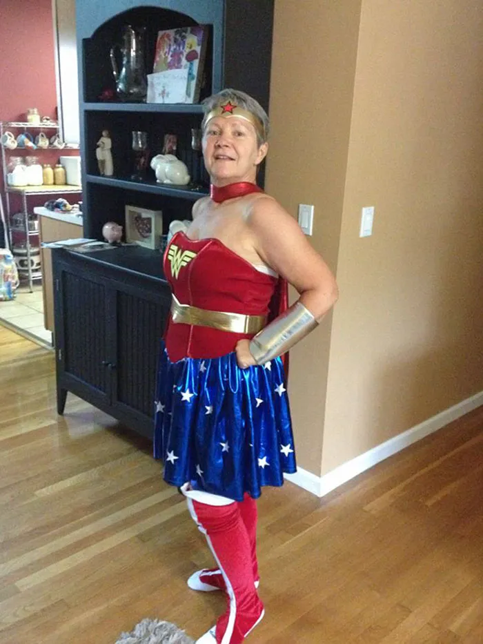 I Ordered A Wonder Woman Costume Online. It Was A Little Big For Me When It Arrived And My Grandmother Said She Wanted To Try It On. This Is The Fabulous Result