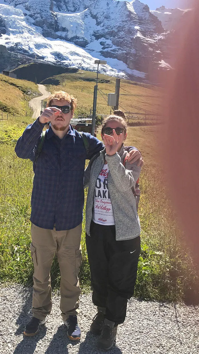Trying To Explain To The 70-Year-Old Swiss Man Who Offered To Take Our Pic That His Finger Was Covering The Lens