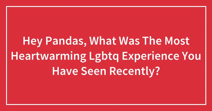 Hey Pandas, What Was The Most Heartwarming Lgbtq Experience You Have Seen Recently?