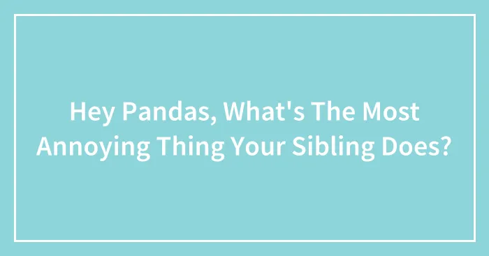 Hey Pandas, What's The Most Annoying Thing Your Sibling Does? (Closed)