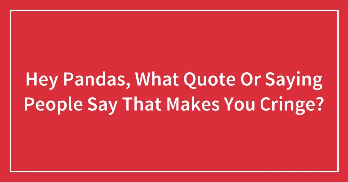 Hey Pandas, What Quote Or Saying People Say That Makes You Cringe? (Closed)