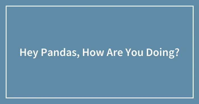Hey Pandas, How Are You Doing? (Closed)