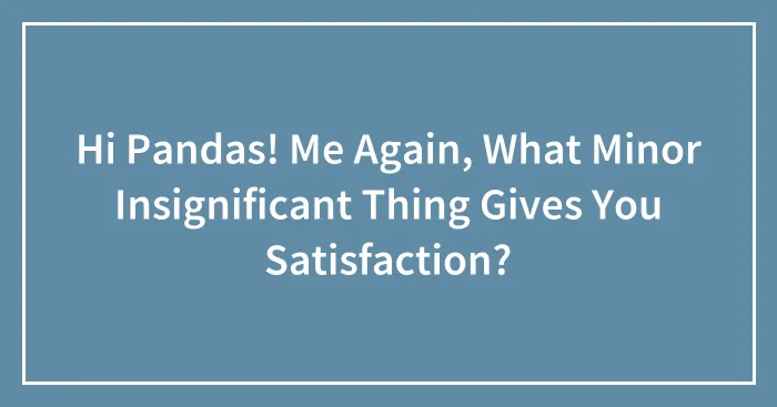 Hi Pandas! Me Again, What Minor Insignificant Thing Gives You Satisfaction?
