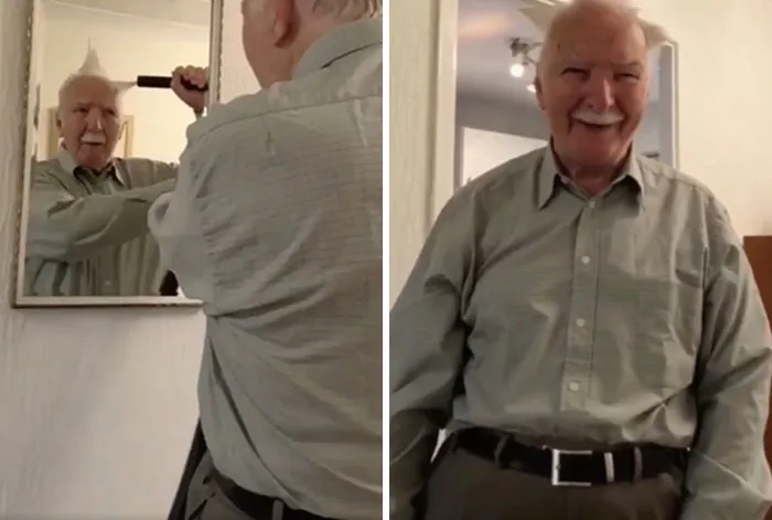 El abuelo ha descubierto que puede peinarse con la aspiradora