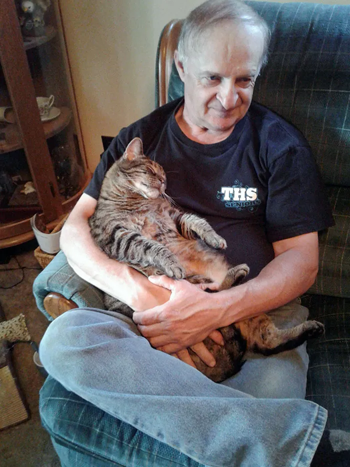 Baby Boy Tigger, Has To Lay Like This For At Least 30 Minutes Before Dad Goes To Work For The Day. Spoiled Brat