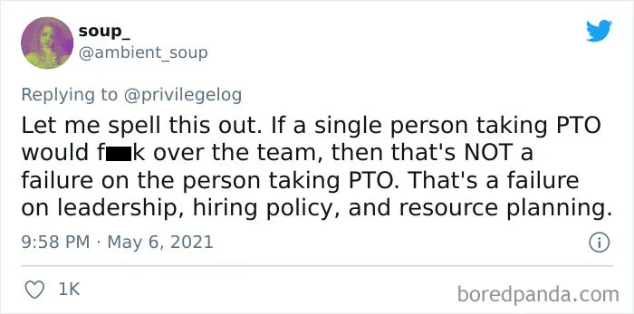 Person Encourages Young People To Not Take Paid Time Off - Gets A Reality Check