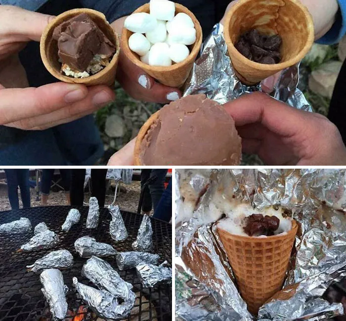 For Easy-To-Eat S'mores, Try Making Them In Ice Cream Cones