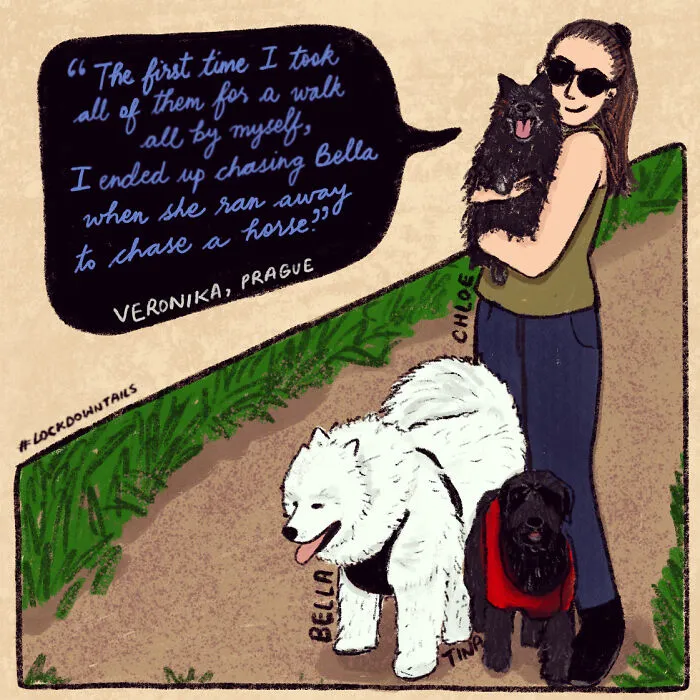 My Series Of Illustrations Looking At The Relationships Of People And Their Pets In The Lockdown (16 Pics)