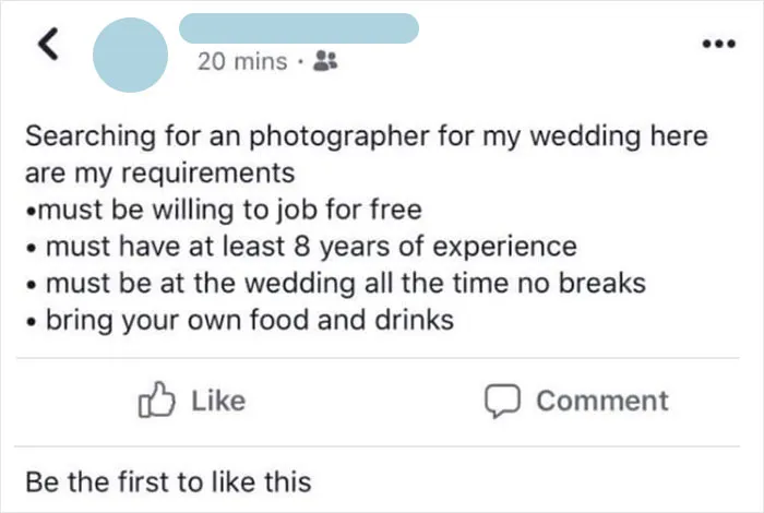 What Is It About Weddings That Brings Out The Choosiest Of Beggars