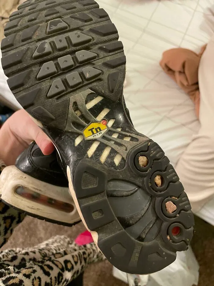There Are Holes In The Bottom Of This Shoe The Perfect Size For Some Pebbles