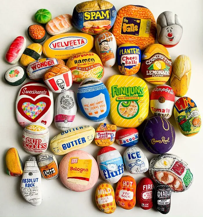 Mis rocas de comida pintadas a mano