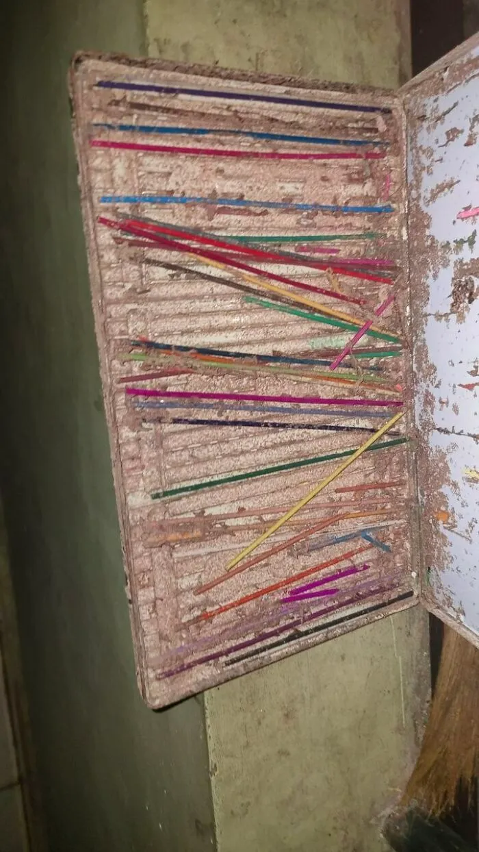 This Old Color Pencil Box After Termites Ate All The Wood