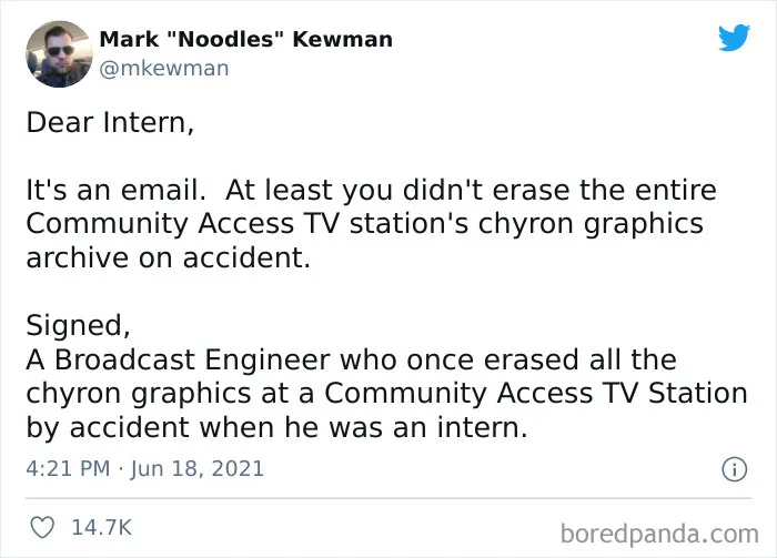 People Share Their Biggest Work Fails In An Attempt To Console An HBO Intern Who Made A Mistake