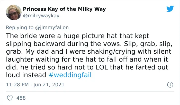 Jimmy Fallon Asks People To Share The Worst Wedding Fails They’ve Seen, And Here Are 40 Responses (New Pics)