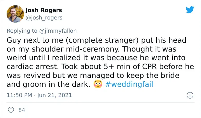 Jimmy Fallon Asks People To Share The Worst Wedding Fails They’ve Seen, And Here Are 40 Responses (New Pics)