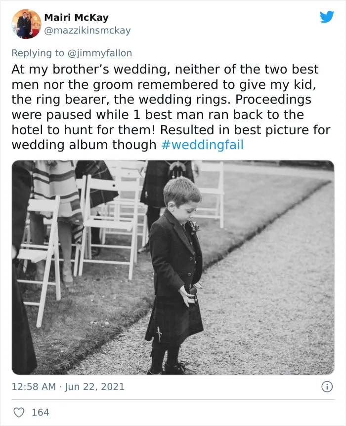 Jimmy Fallon Asks People To Share The Worst Wedding Fails They’ve Seen, And Here Are 40 Responses (New Pics)