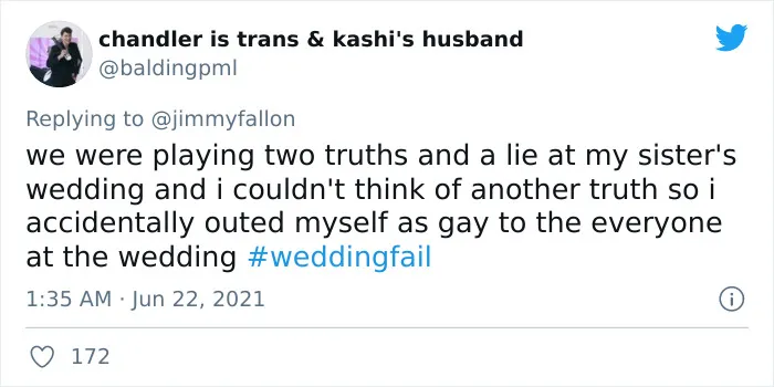 Jimmy Fallon Asks People To Share The Worst Wedding Fails They’ve Seen, And Here Are 40 Responses (New Pics)