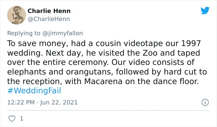 Jimmy Fallon Asks People To Share The Worst Wedding Fails They’ve Seen, And Here Are 40 Responses (New Pics)