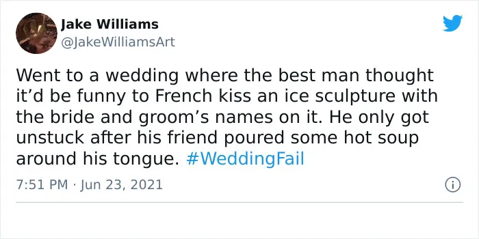 Jimmy Fallon Asks People To Share The Worst Wedding Fails They’ve Seen, And Here Are 40 Responses (New Pics)