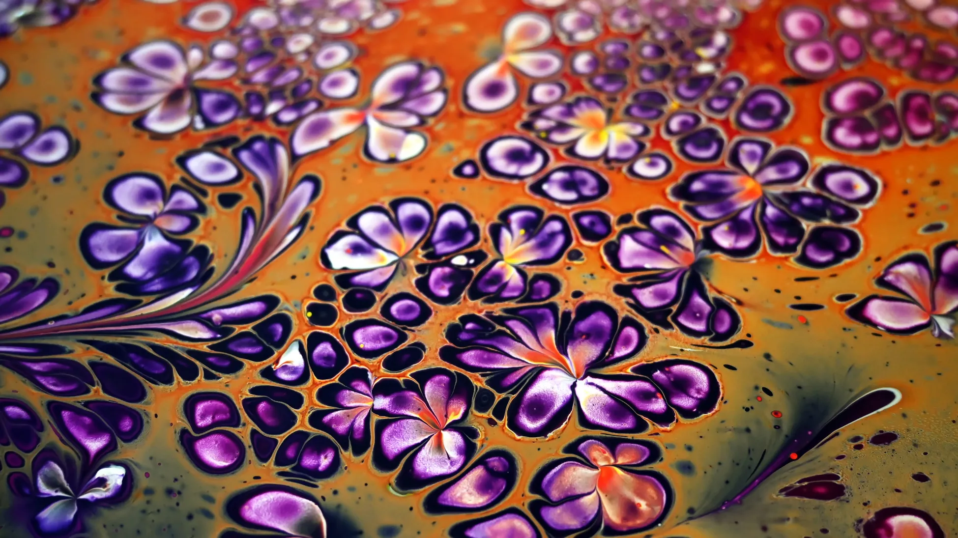 Finger Dip Flowers ~ Flip Cup With Marble Roll ~ Fluid Art ~ Abstract Flower Painting