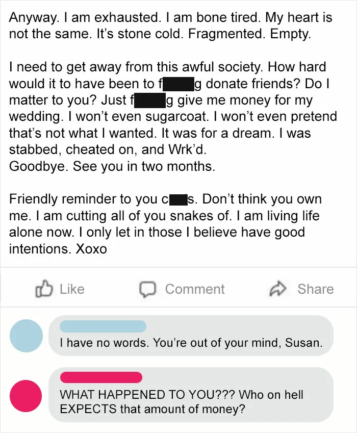 Bride Cancels Her Wedding Because Her Guests Didn't "Donate" A $1,500 Each To Fund The Event
